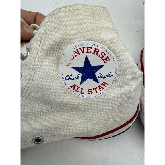 Vintage Converse Chuck Taylor All Star High-Top Sneakers Size 9.5 Beige Canvas - Picture 2 of 14